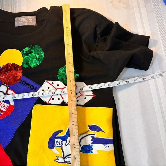 Vintage Black casino top size medium jester bling shiny Marisa Christina poker - Picture 7 of 10